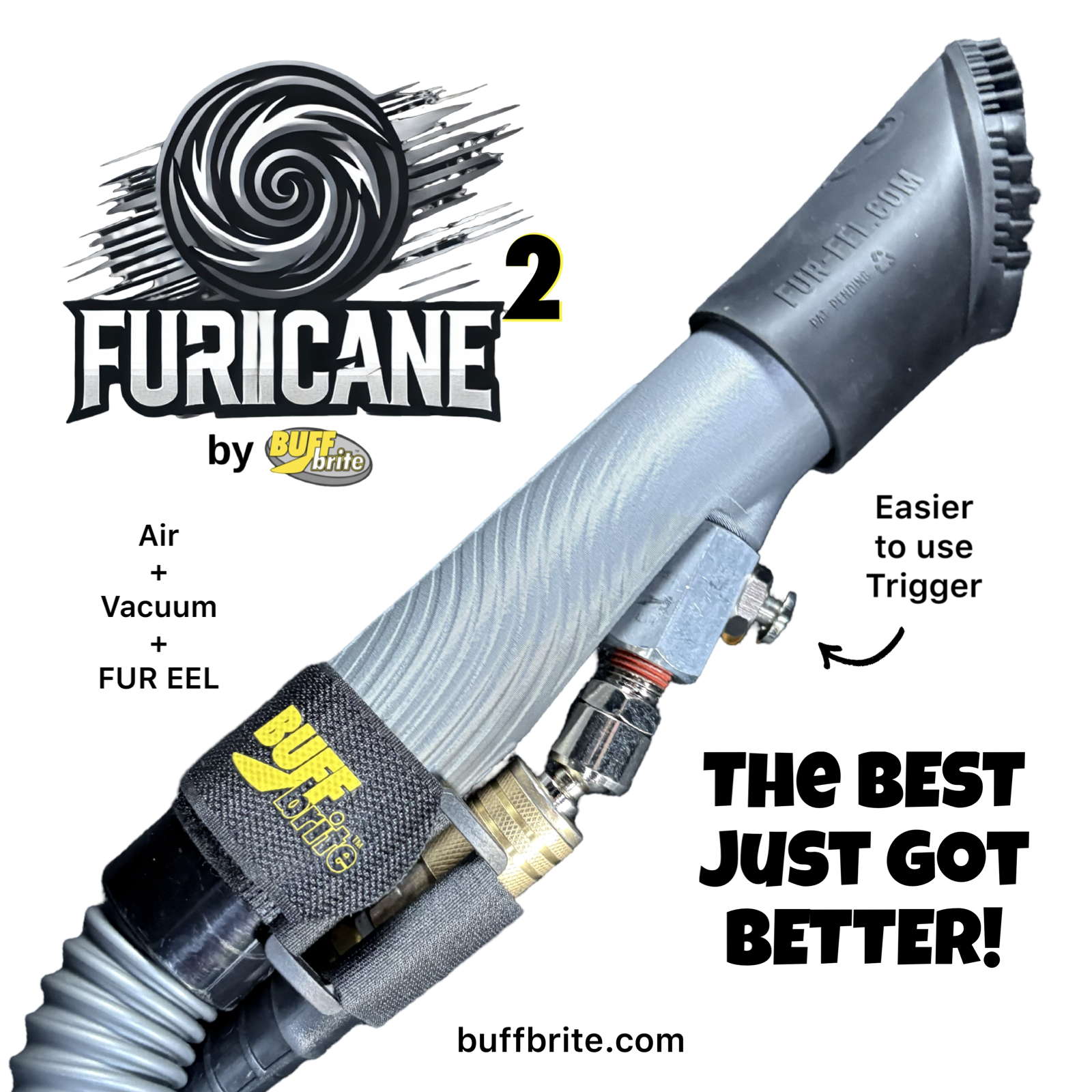 FURICANE Air Vacuum Tool | Pet Hair & Interior Detailer Cleaning