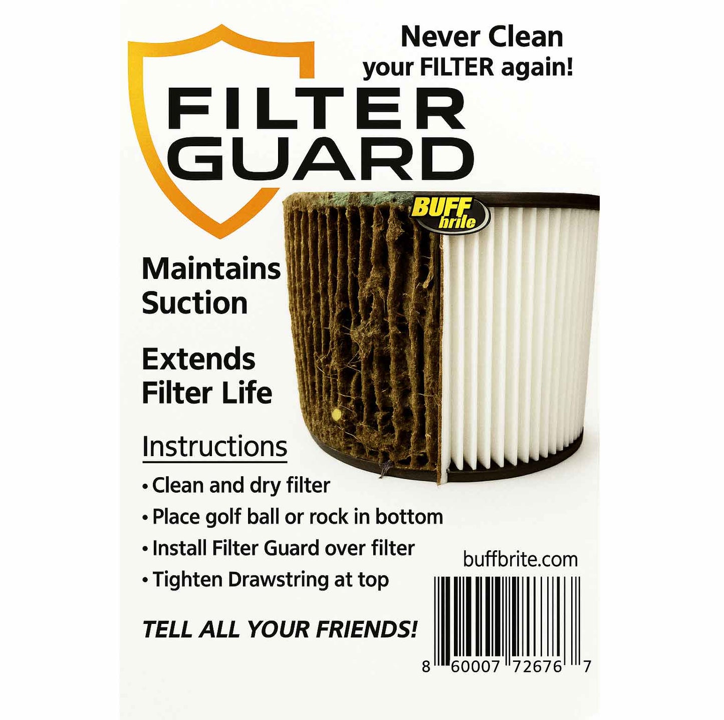 Filter Guard packaging with filter illustration and text on a white background